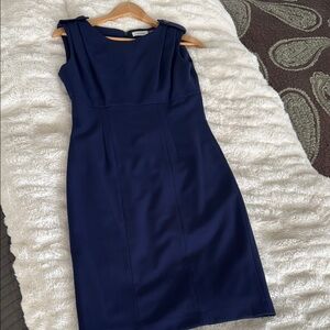 Calvin Klein Blue Sleeveless Sheath Midi Dress Size 2